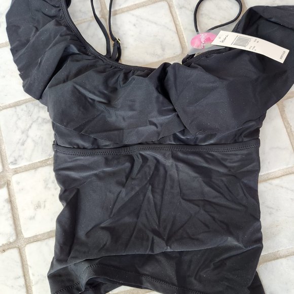 Tankini top with cute ruffle, can drape over arm, NWT, M - Picture 4 of 5